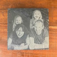 Ardoise gravure photo famille, parents et enfants